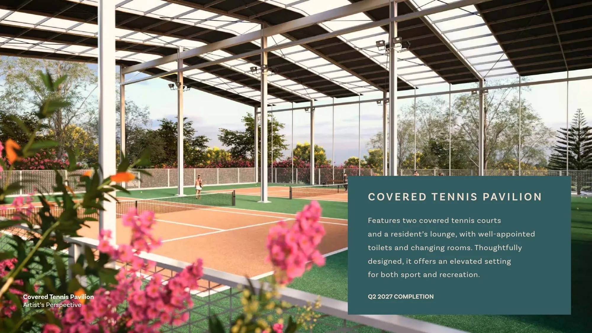 New covered tennis pavilion with two courts at Susana Heights Village (artist's perspective)