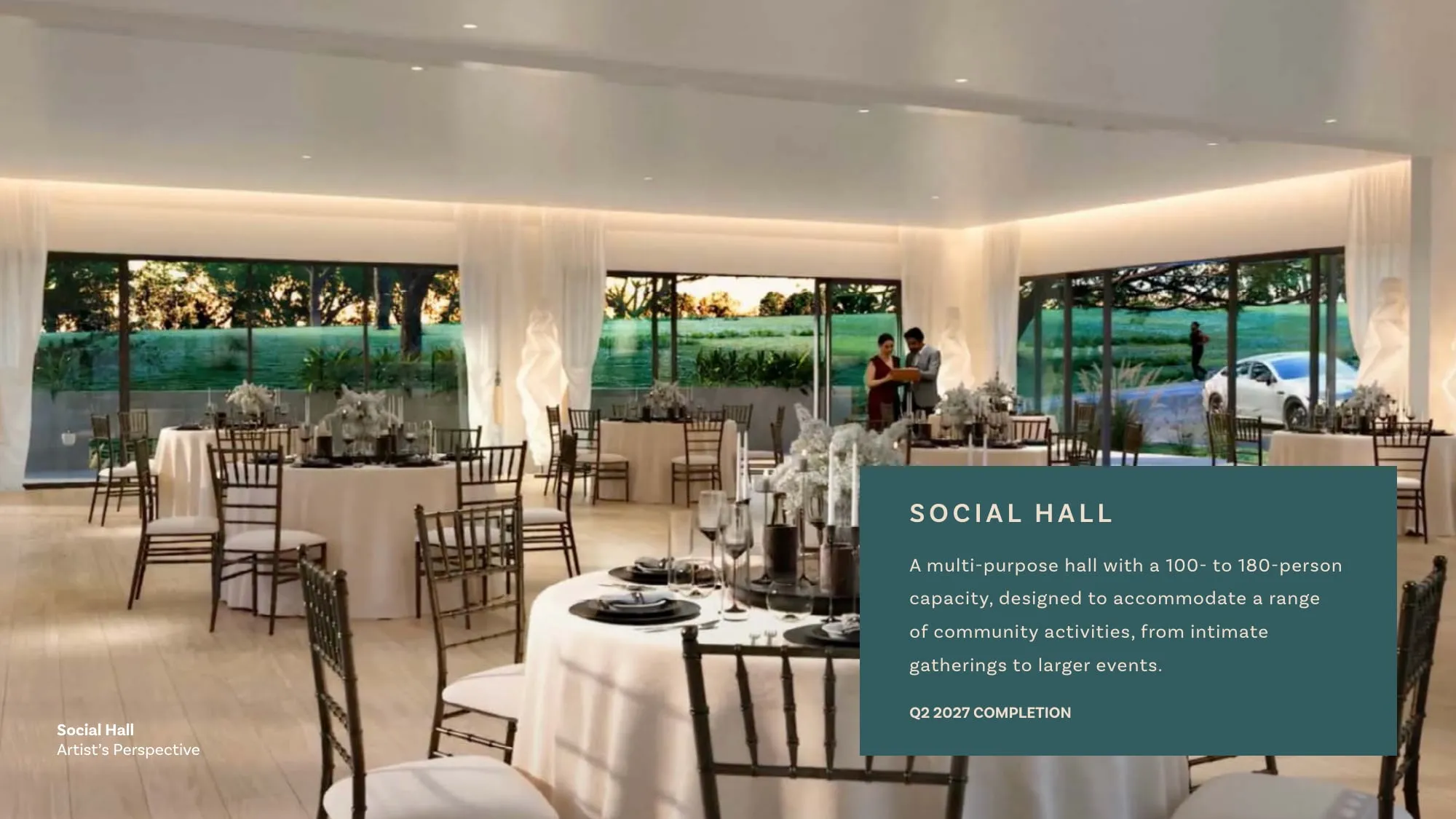 New social hall for 100 to 180 guests at Susana Heights Village (artist's perspective)